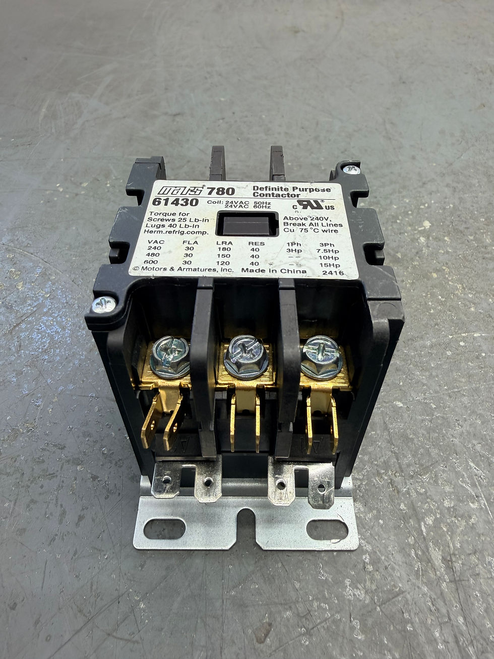 Miniatura: MARS / 780-61430 / 24VAC / 3-Pole / Definite Purpose Contactor / Lot of 3