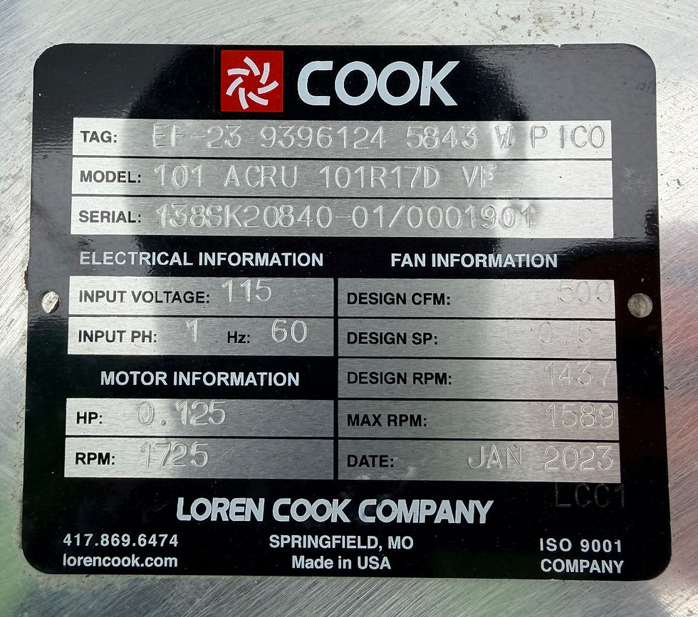 Miniatura: Loren Cook / 101 ACRU 101R17D VF / Exhaust & Ventilator Fans / New Open Box