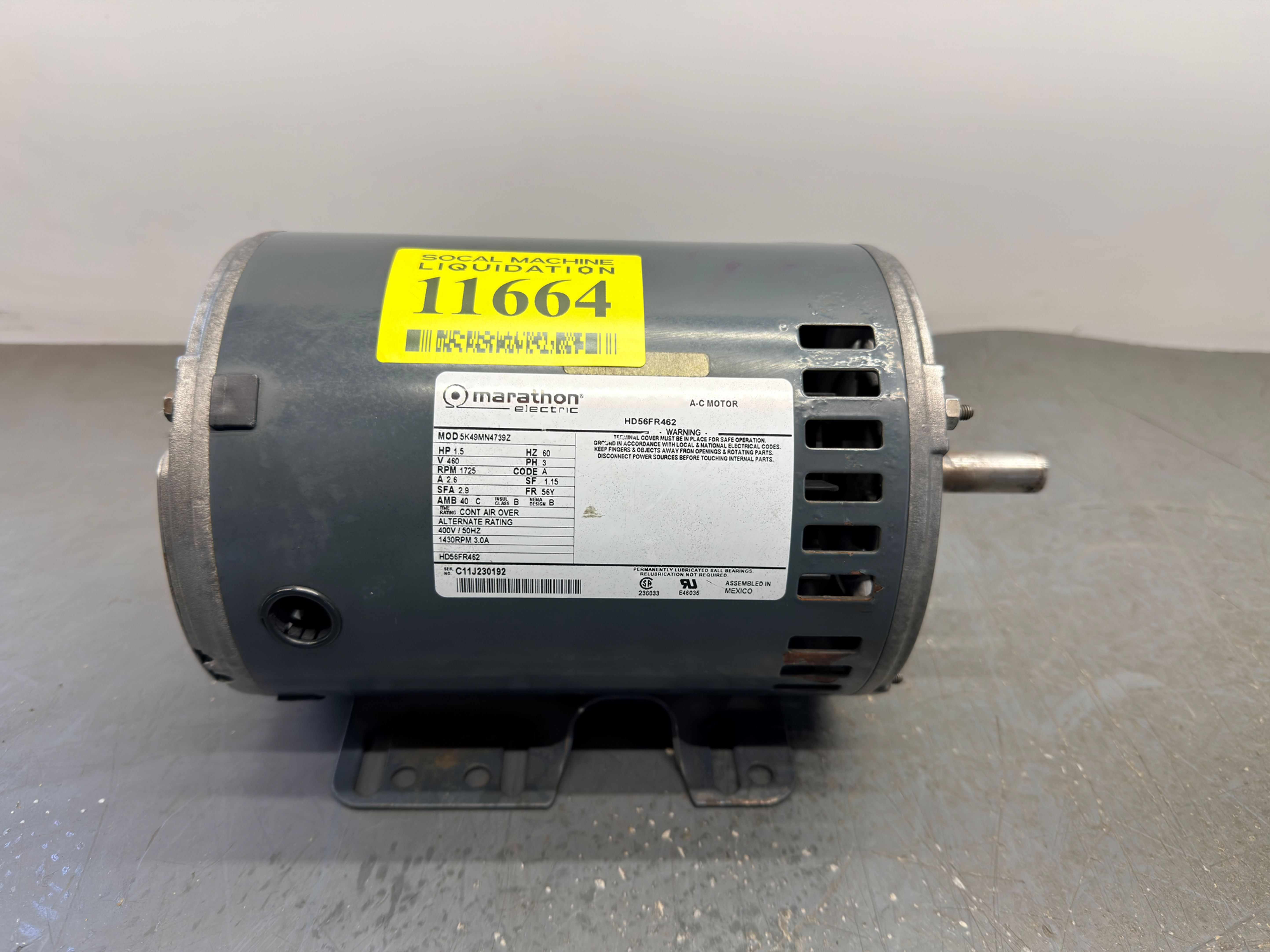 Marathon Electric / 5K49MN4739Z / 1.5 HP / Electric Motor