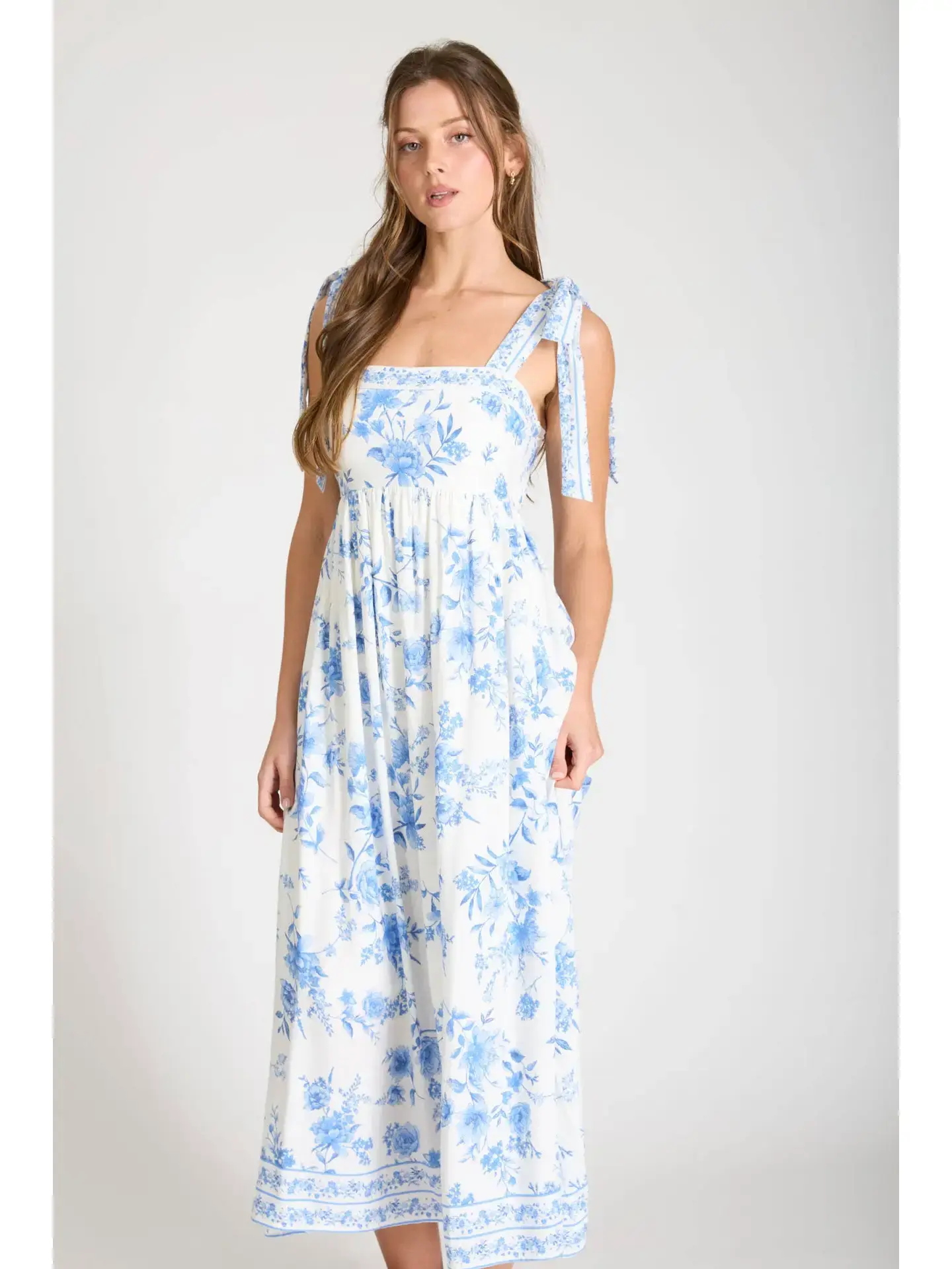 PLUS Floral Tie Strap Dress