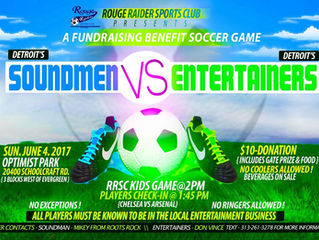 Rouge Raiders Soccer Club Fundraiser: Soundmen vs. Entertainers, June 4th