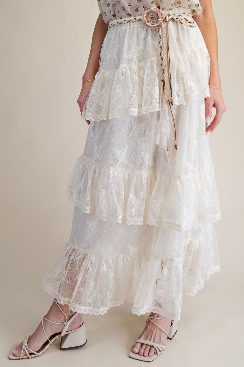 Tiered Lace Maxi Skirt