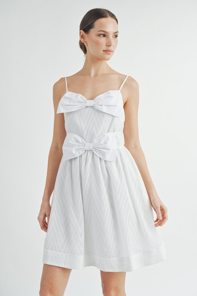 Double Bow Fit/Flare Mini Dress