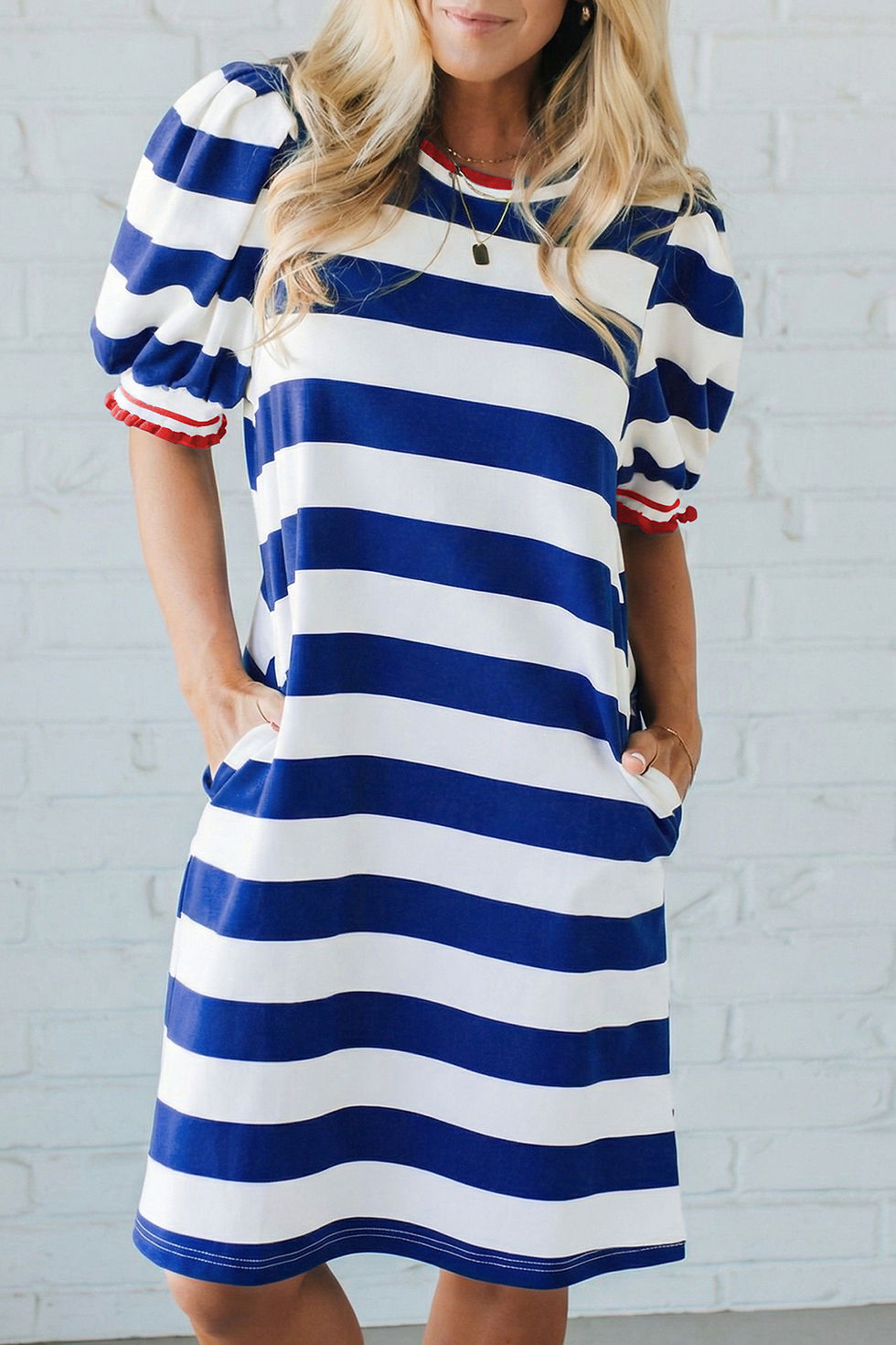 Thumbnail: Blue Striped T-Shirt Dress