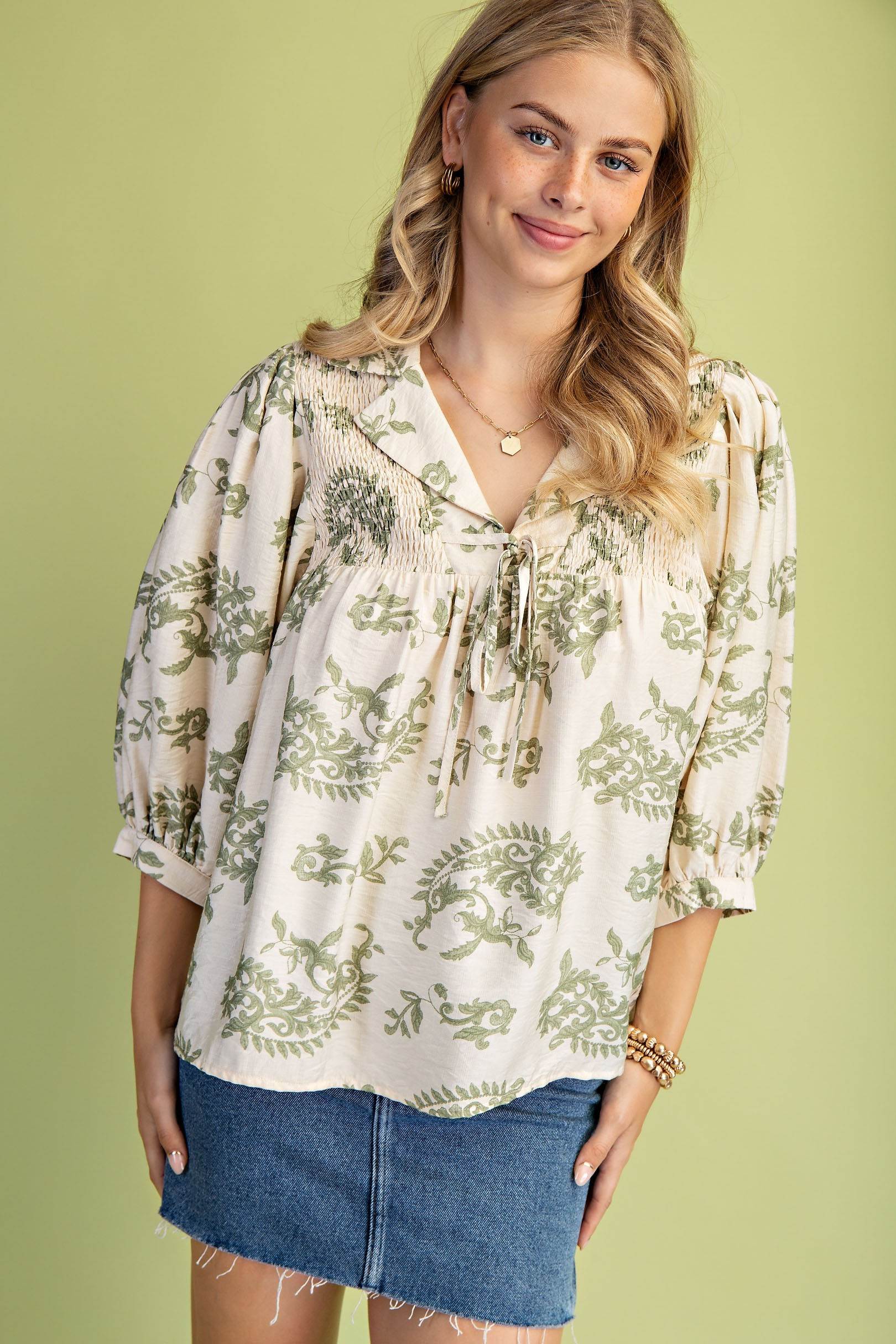 Printed Collared Blouse