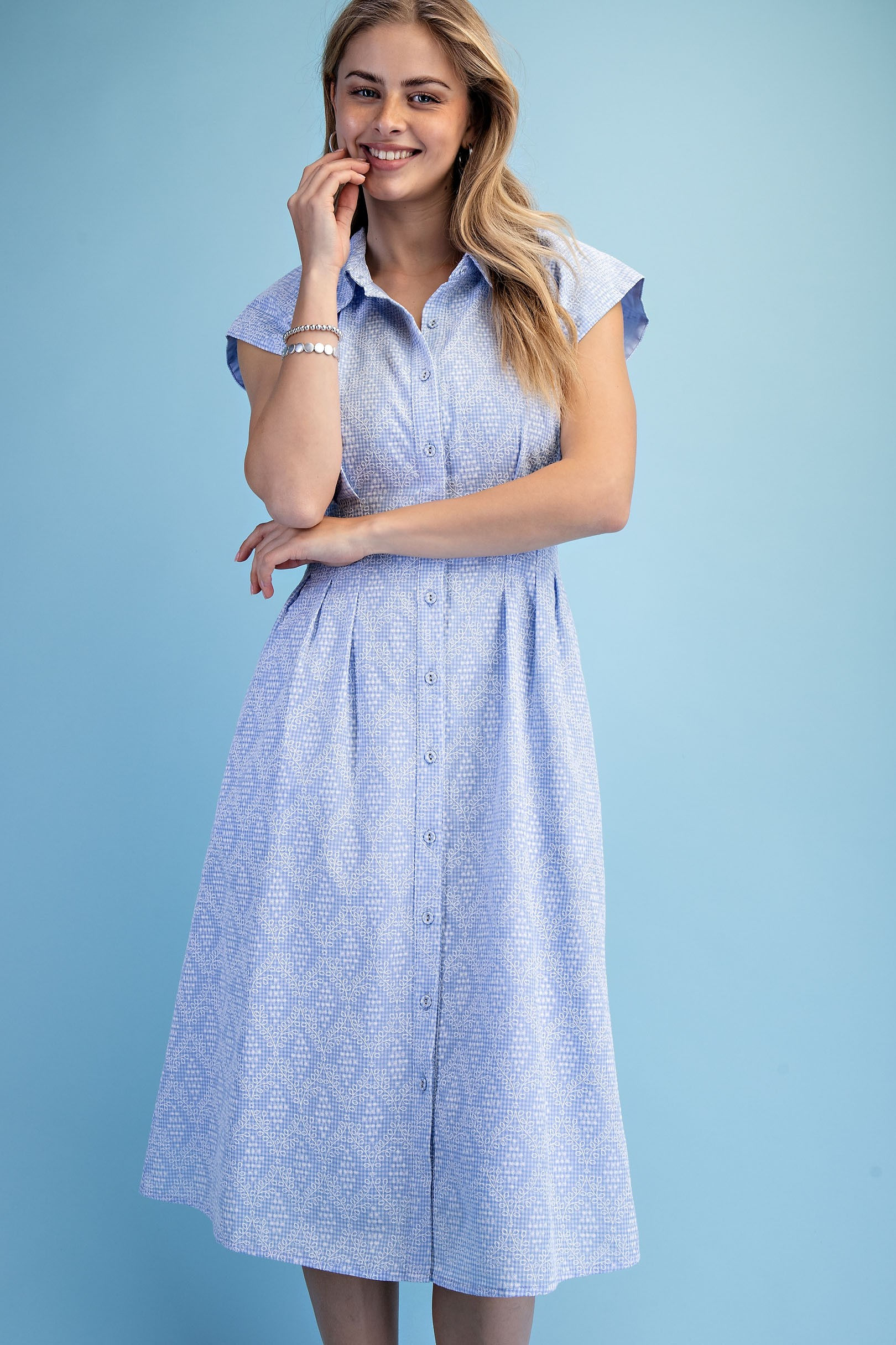 Gingham Cap Sleeve Dress
