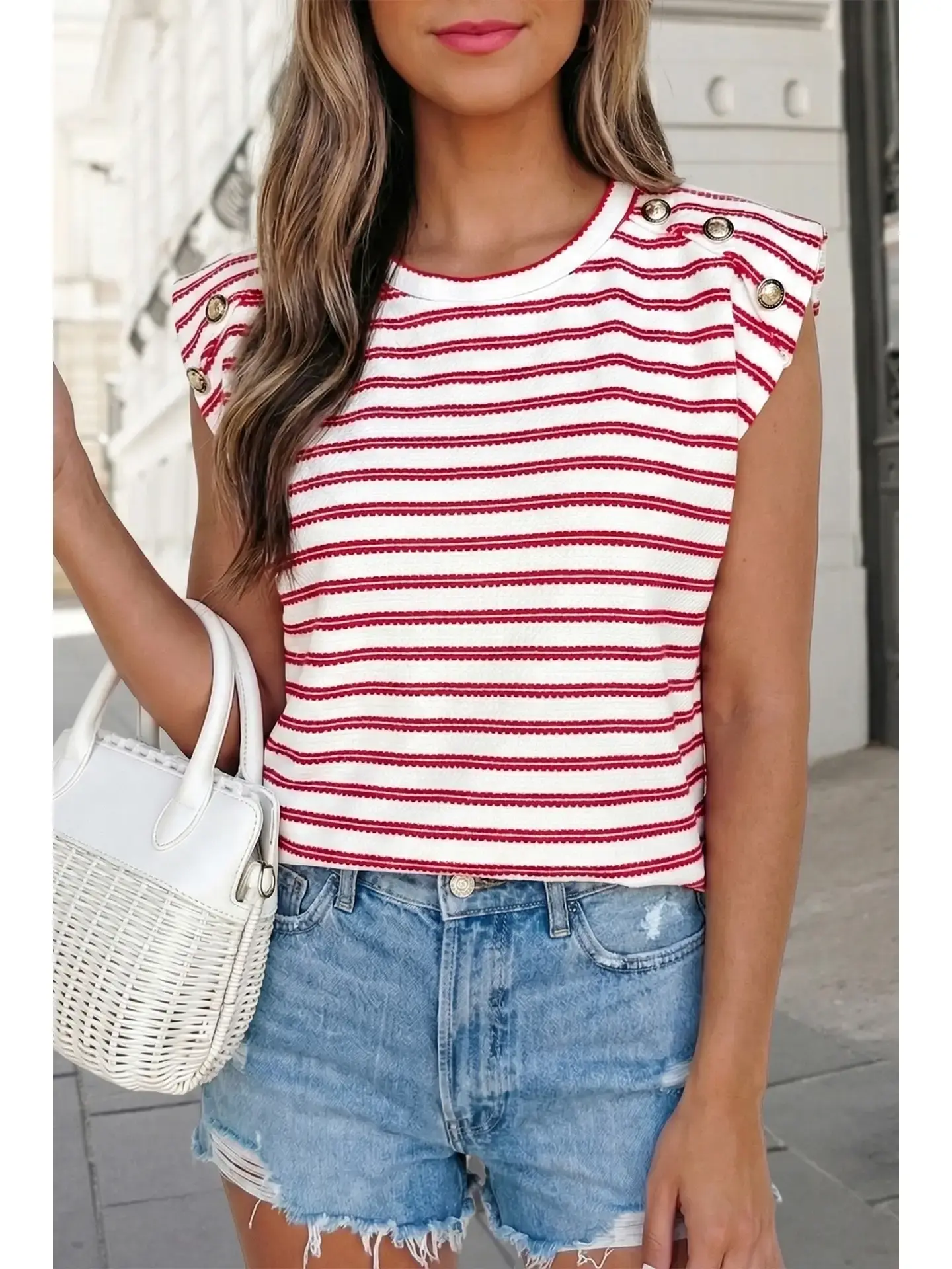 Red Striped Knit Top