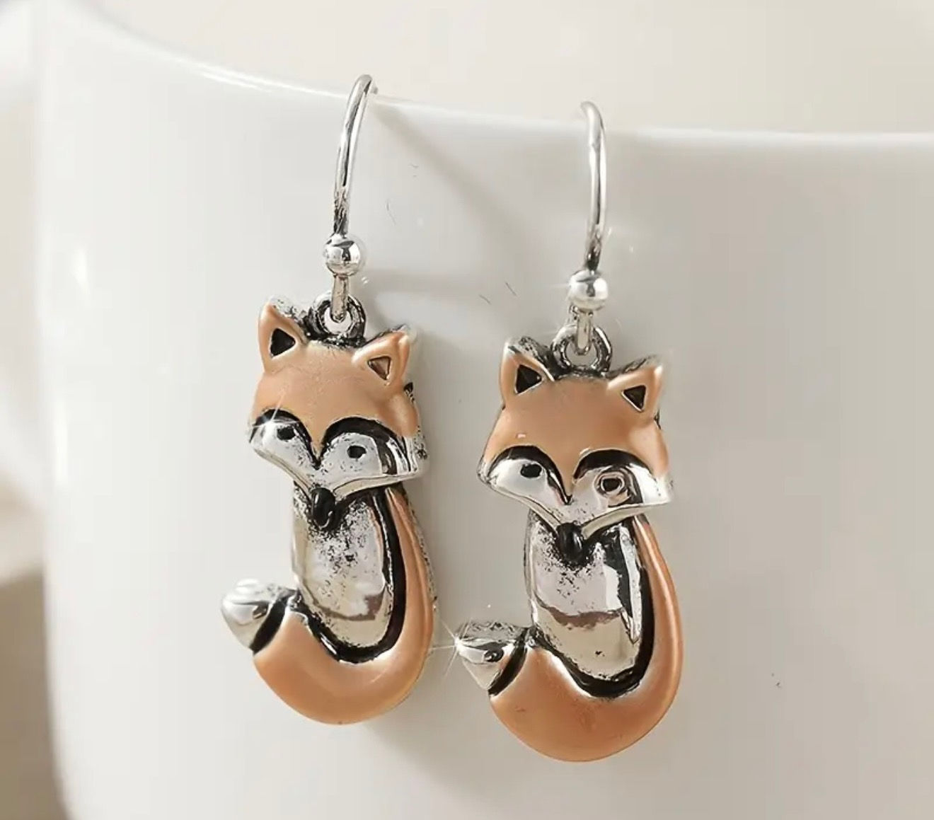 Foxes Two-Tone Dangle Earrings