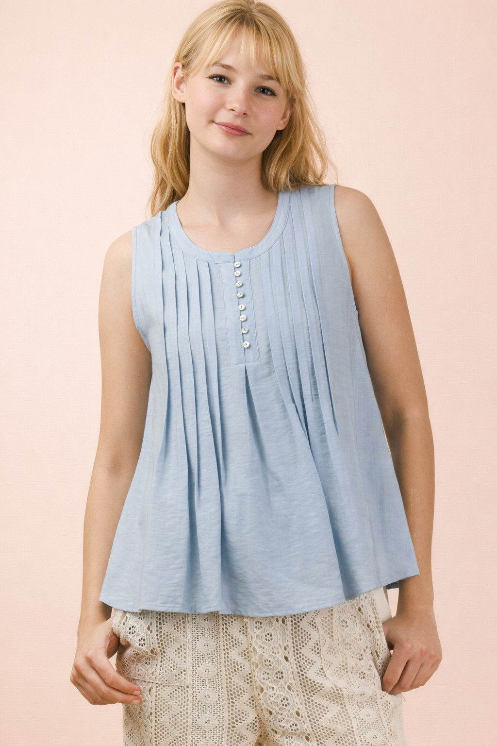 Pintuck Sleeveless Top