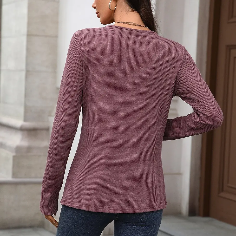 Thumbnail: Waffle Henley Long-Sleeve Tee
