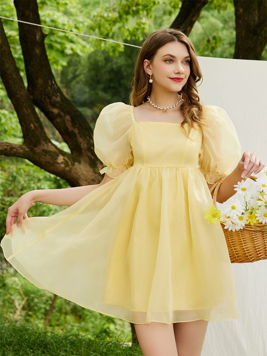 Yellow Layered Mini Dress