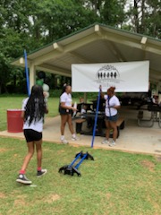 People playing games at the community outreach day.