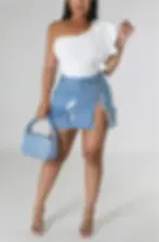 Thumbnail: Denim Button Skirt: