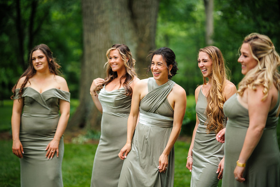 Bridesmaids First Look reaction to seeing the bride.