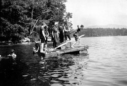 33b, leaping from raft