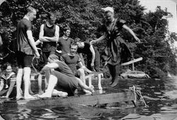 33c, woman jumping from raft