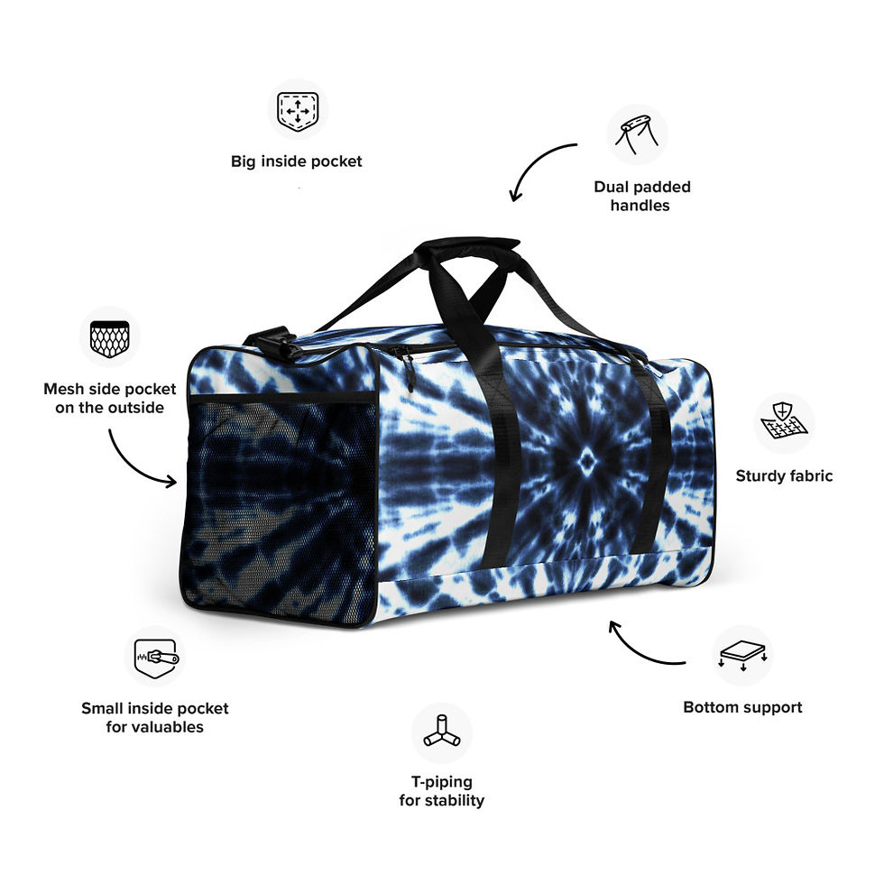 Thumbnail: Blue & White Tie Dye Duffel Bag