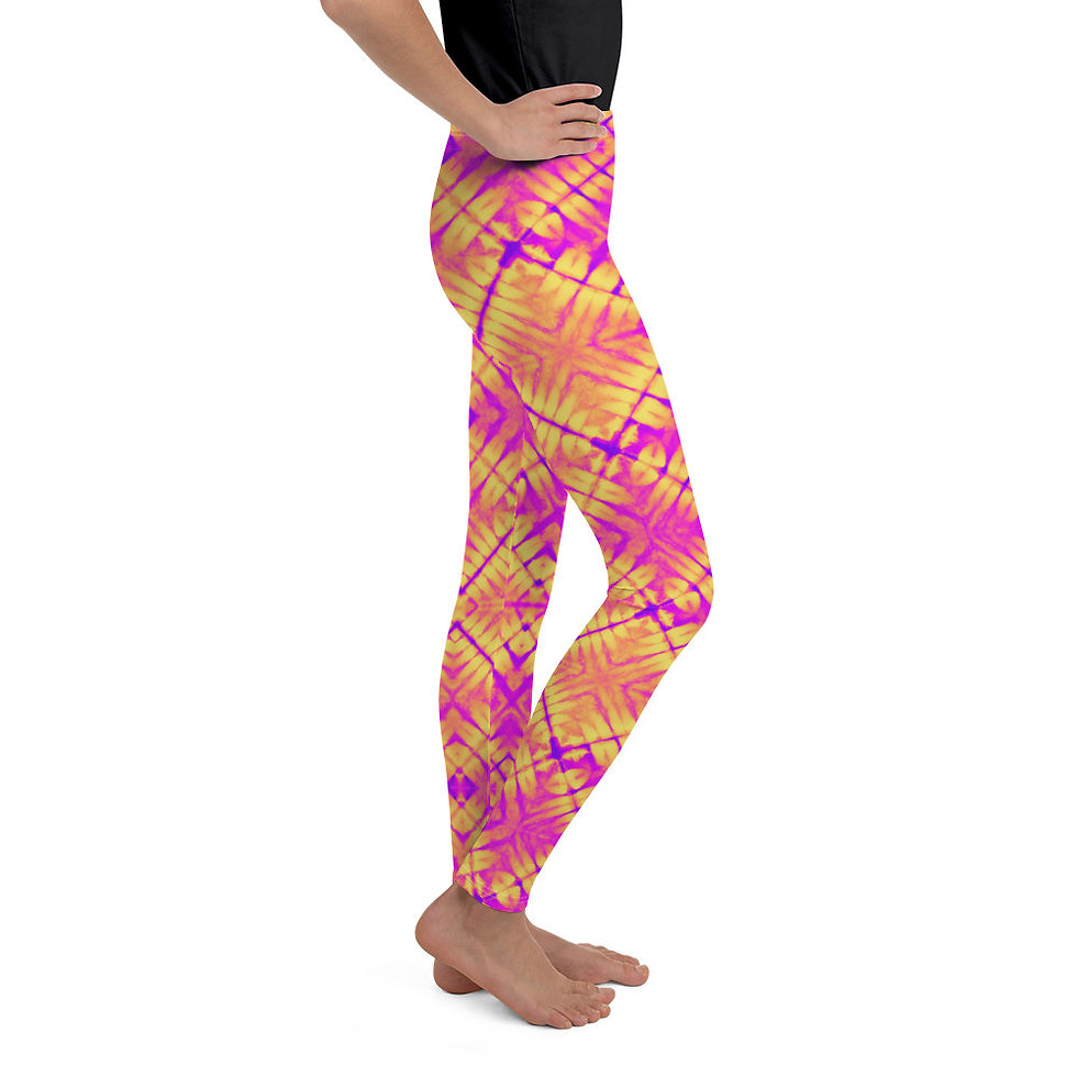 Thumbnail: Fuscia & Yellow Tie Dye Youth Leggings