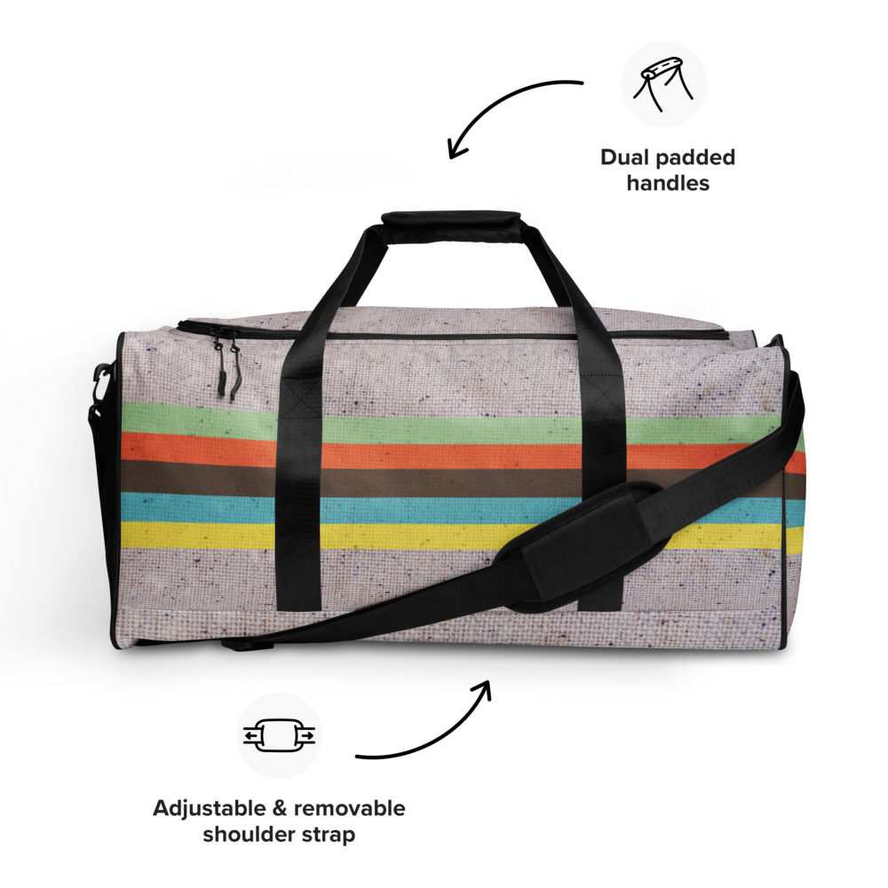 Striped Linen Print Duffel Bag