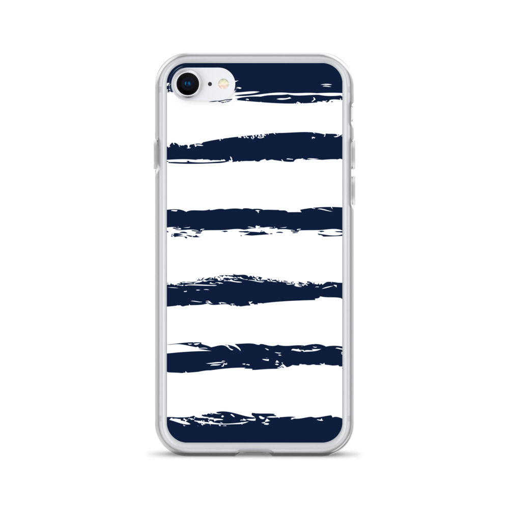 White Stripe on Navy iPhone Case