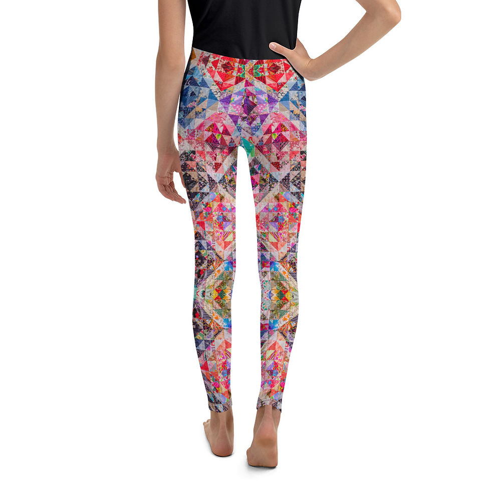 Thumbnail: Modern Quilt Print Youth Leggings