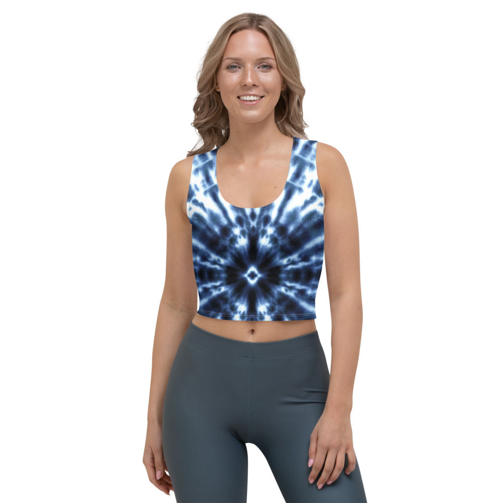 Blue & White Tie Dye Crop Top