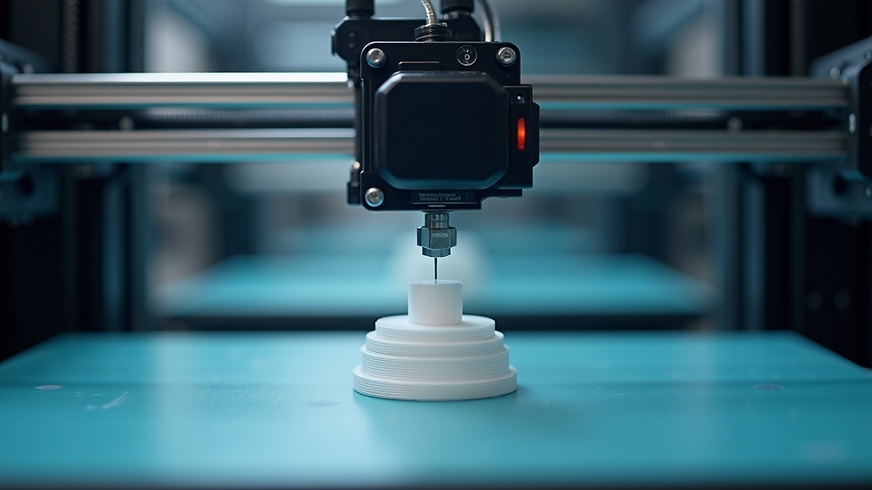 High angle view of a 3D printer producing a product prototype