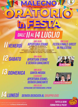 FESTA DELL'ORATORIO A MALEGNO!