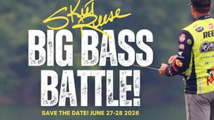 Professional bass fishing boat on Clear Lake during the Skeet Reese Big Bass Battle tournament near The Fainting Couch.