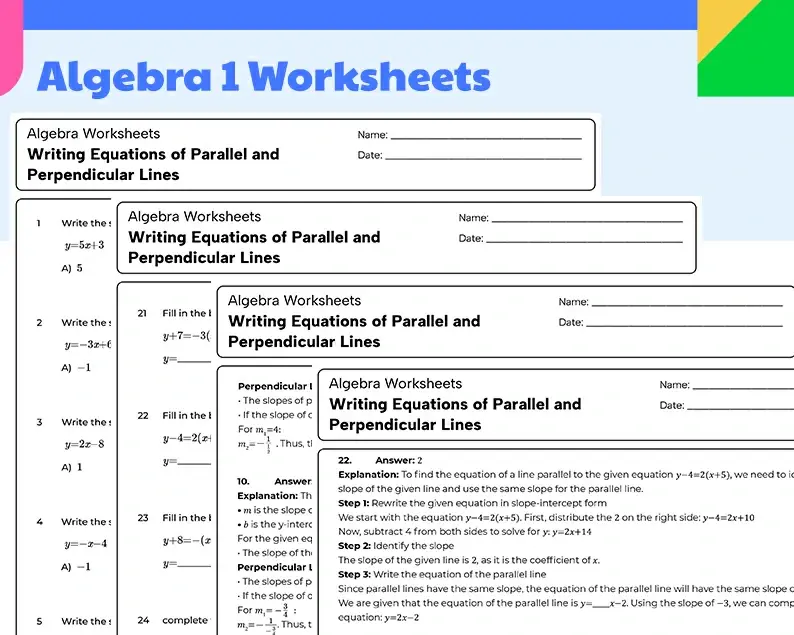 Thumbnail: Writing Equations of Parallel and Perpendicular Lines - Free Sample