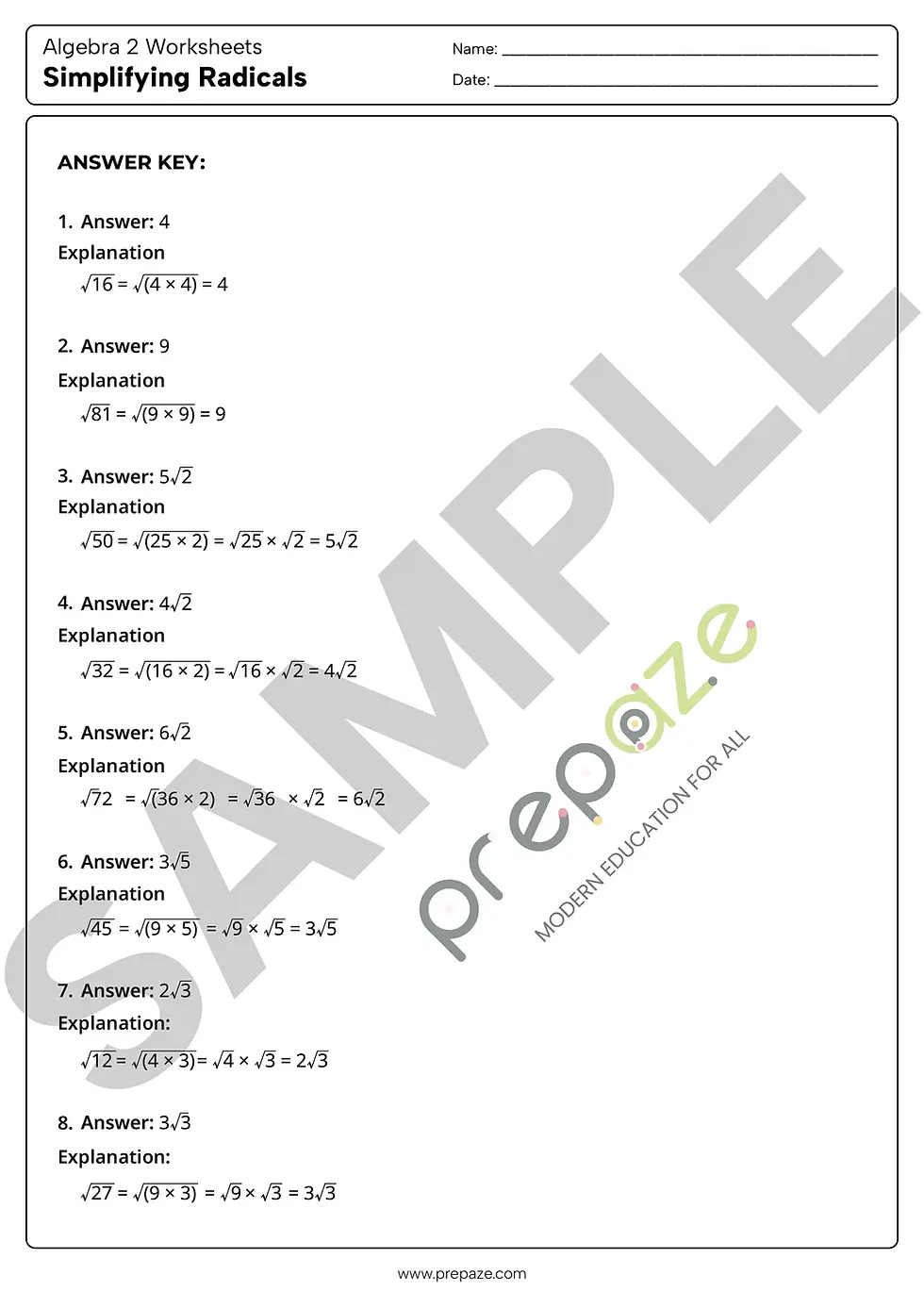 Thumbnail: Simplifying Radicals
