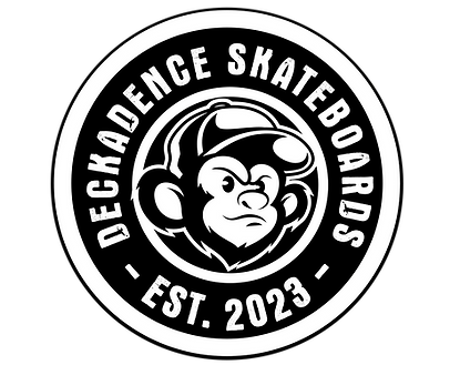 deckadence skateboards main logo in black and white
