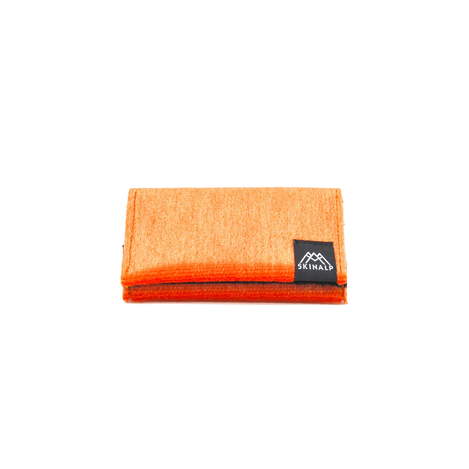 Orange eco-friendly wallet from upcycled skitouring skins