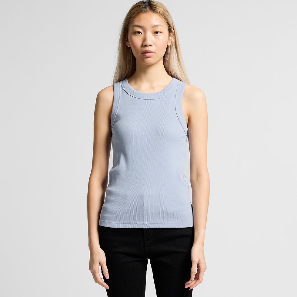 Arden Organic Ribbed Tank Top siyah renkli ağır sıklet atlet önden görünümü.