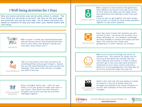 Seven Activities to help your Mental Health and Wellbeing