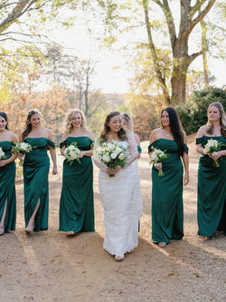 White and green bridesmaids bouquet