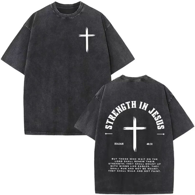 Thumbnail: Christian Jesus Faith Over Fear Bible Verse Washed T-shirts Men Women Fashion Vi