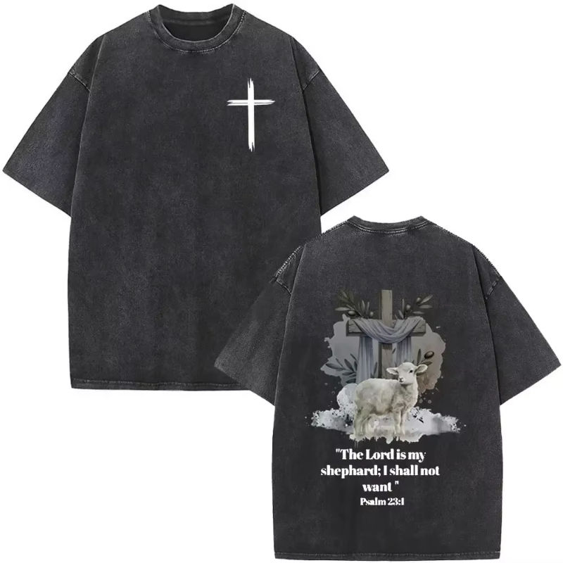 Thumbnail: Christian Jesus Faith Over Fear Bible Verse Washed T-shirts Men Women Fashion Vi