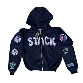 Navy Full Zip Patch Hoodie