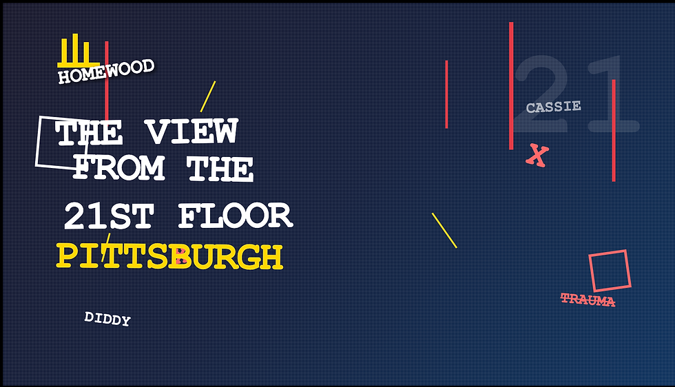 21 floors above Pittsburgh—visual art exploring what the Diddy documentary stirred up about trauma, the hood, and understanding why people stay. Homewood's still here, even from this height.