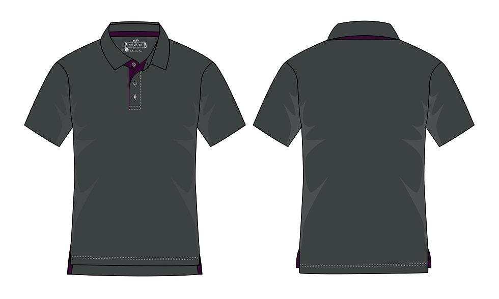 Men's Polo Golf Shirt Charcoal and Purple Mockup