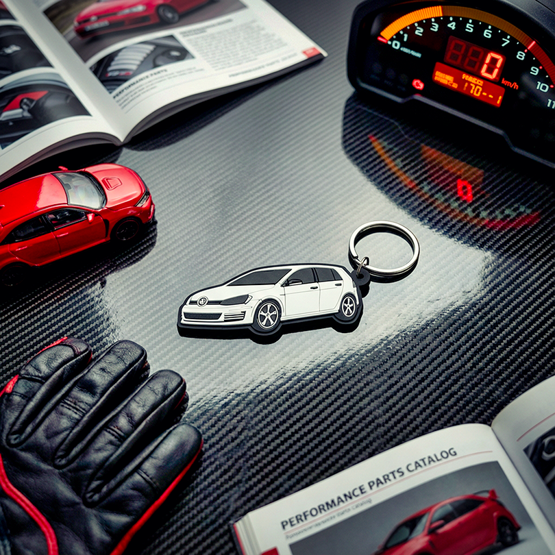 Thumbnail: Volkswagen Golf GTI Rubber PVC Keychain White Gift Idea