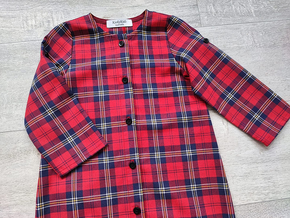 Thumbnail: Tartan plaid Christmas pajama, Overall for baby,Red overall