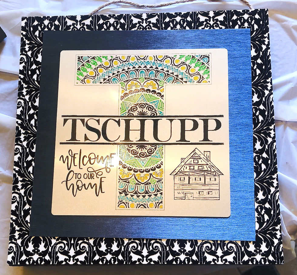 Finished Cricut Engraving Tool monogram sign gift project