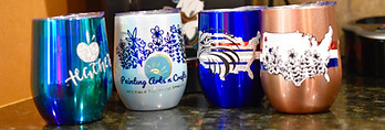 Four Coffee Mugs with iron-on designs