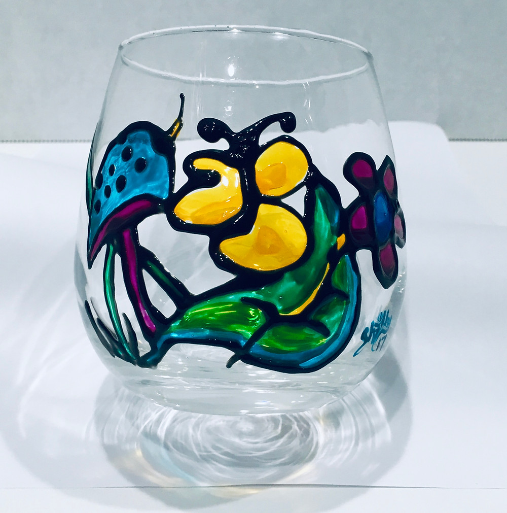 #DIY #Wineglass #painted #enamelpaint #craft