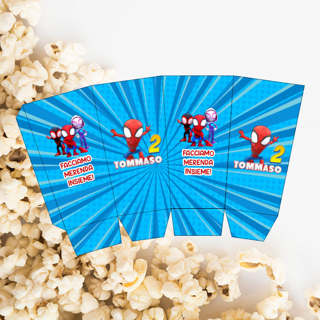 SPIDEY box pop corn compleanno personalizzata festa bambino spiderman