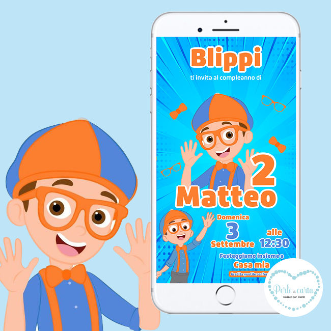 BLIPPI invito digitale festa di compleanno