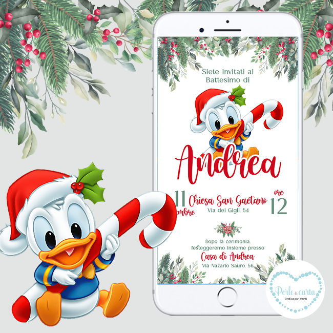 PAPERINO NATALE invito digitale whatsapp biglietto personalizzato