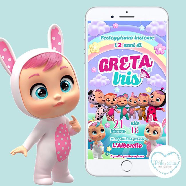 CRY BABIES invito digitale whatsapp personalizzato compleanno